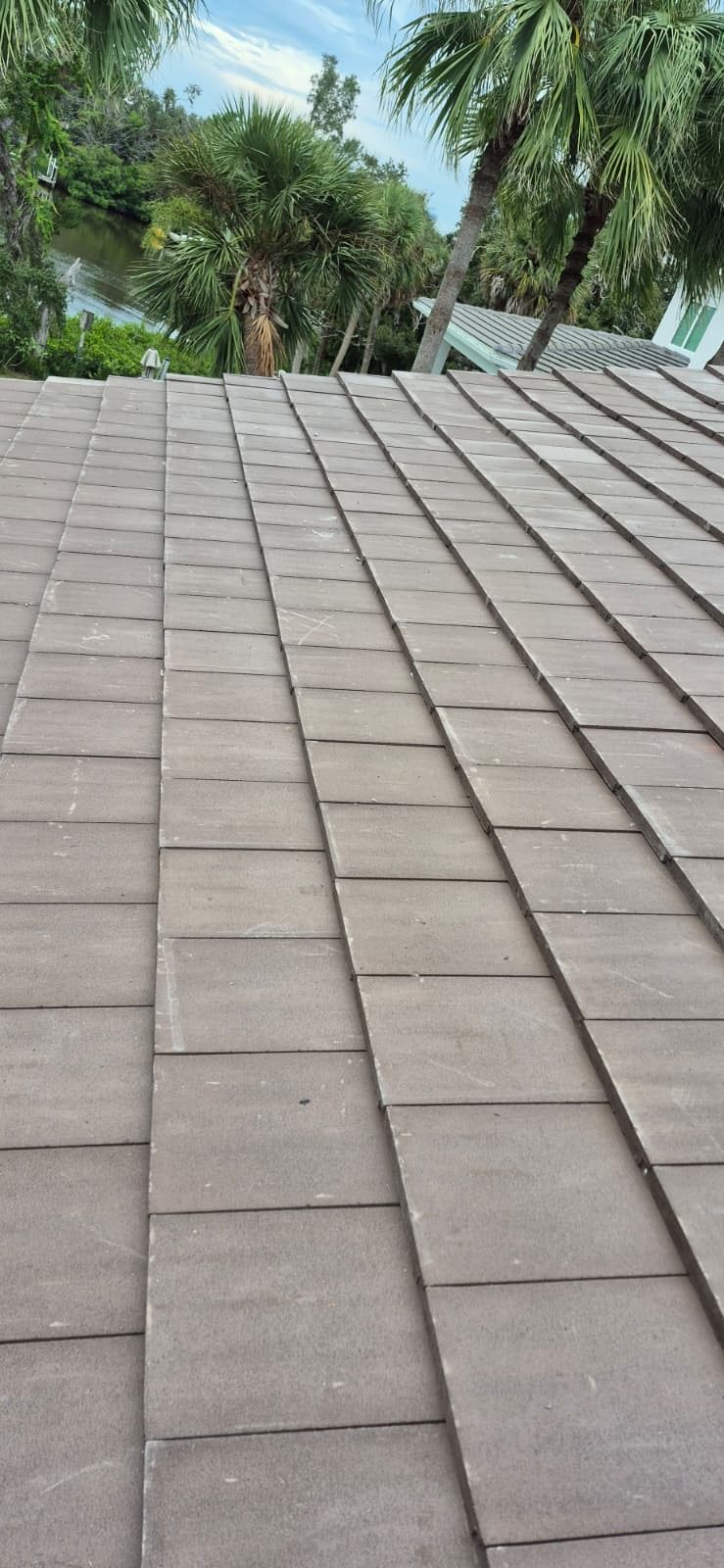 Flat concrete tile roof on a Florida home
